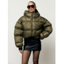 Короткий зимовий пуховик хакі oversize