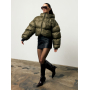 Короткий зимовий пуховик хакі oversize