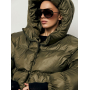 Короткий зимовий пуховик хакі oversize