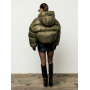 Короткий зимовий пуховик хакі oversize