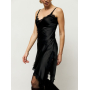 Чорна шовкова асиметрична сукня-топ