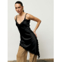 Чорна шовкова асиметрична сукня-топ