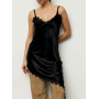 Чорна шовкова асиметрична сукня-топ