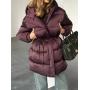 Винний подовжений зимовий пуховик