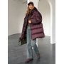 Винний подовжений зимовий пуховик