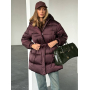 Винний подовжений зимовий пуховик