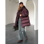 Винний подовжений зимовий пуховик