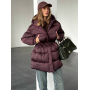 Винний подовжений зимовий пуховик
