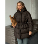 Шоколадний подовжений зимовий пуховик