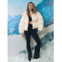 Короткий зимовий пуховик айворі oversize