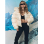 Короткий зимовий пуховик айворі oversize