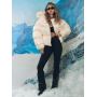Короткий зимовий пуховик айворі oversize