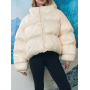 Короткий зимовий пуховик айворі oversize