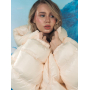 Короткий зимовий пуховик айворі oversize