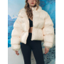 Короткий зимовий пуховик айворі oversize