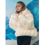 Короткий зимовий пуховик айворі oversize