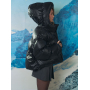 Чорний короткий зимовий пуховик oversize