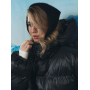 Чорний короткий зимовий пуховик oversize