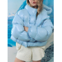 Блакитний короткий зимовий пуховик oversize