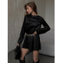 Чорна сатинова сукня міні з відкритою спиною