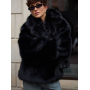 Коротка чорна шуба з довгим ворсом