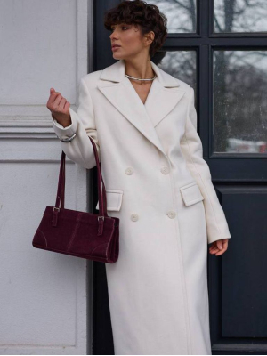 Кашемірове пряме довге пальто з підплічниками