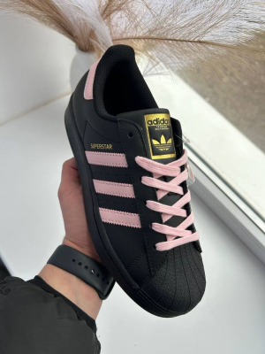 Кросівки чорні Adidas Super Star Black Pink 