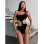 Чорний купальник монокіні з бічними вирізами
