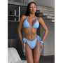 Блакитний купальник бікіні на зав'язках 