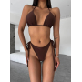 Шоколадний купальник бікіні на зав'язках 