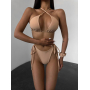 Бежевий купальник бікіні на зав'язках 