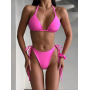 Рожевий купальник бікіні на зав'язках 