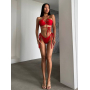 Червоний купальник бікіні з вирізами та зав'язками