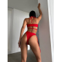Червоний купальник бікіні з вирізами та зав'язками