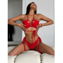Червоний купальник бікіні з вирізами та зав'язками