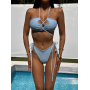 Блакитний купальник бікіні з вирізами та зав'язками
