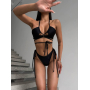 Чорний купальник бікіні з вирізами та зав'язками