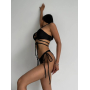Чорний купальник бікіні з вирізами та зав'язками
