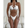 Білий купальник бікіні з вирізами та зав'язками