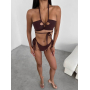 Шоколадний купальник бікіні з вирізами та зав'язками