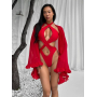 Пляжна накидка кімоно червона шифонова 