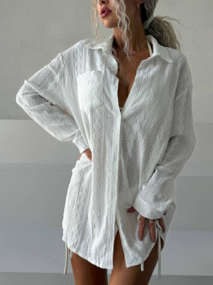 Пляжна сорочка біла подовжена