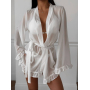 Пляжна накидка кімоно шифонова молочна