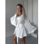 Молочний шовковий халат кімоно для пляжу та дому