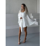 Молочний шовковий халат кімоно для пляжу та дому