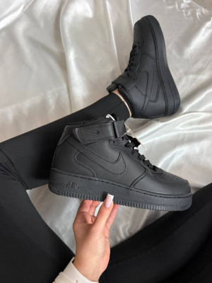 Кросівки зимові на хутрі Nike Air Force Black