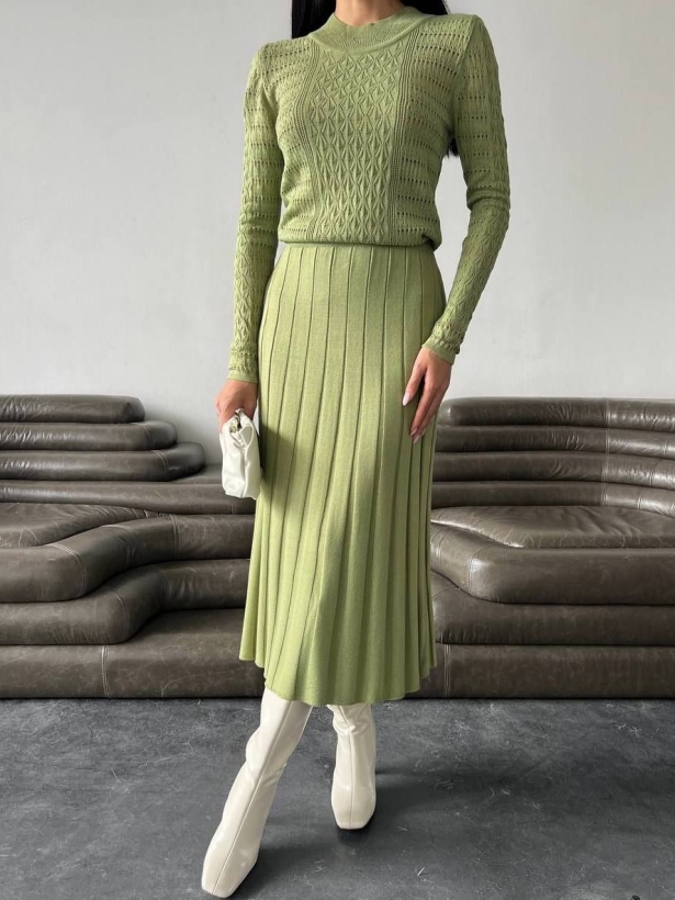 Openwork knitted midi dress