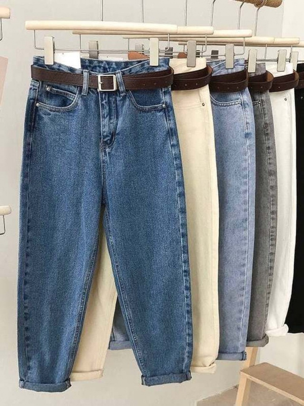 Укороченные джинсы mom высокой посадки