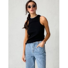 Black ribbed cotton tank top