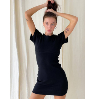 Чорна сукня футболка міні з вирізом на спині